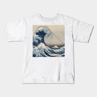 Golden Ratio - Great Wave of Kamagawa - Fibonacci Spiral Kids T-Shirt